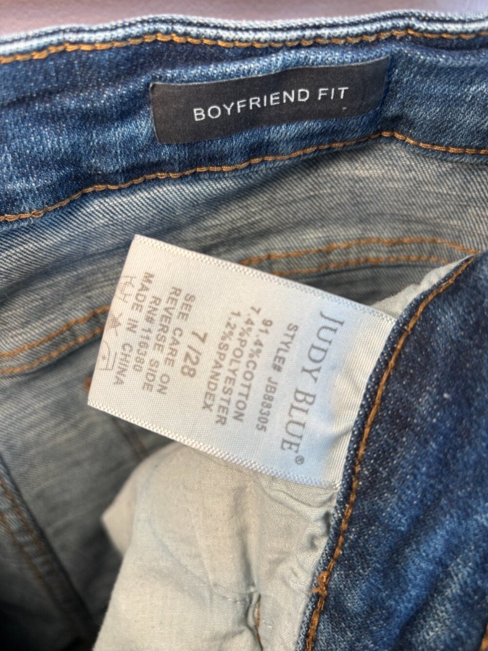Judy Blue Boyfriend Fit Comfort Stretch Ripped Style Jeans Size 7/28 - Picture 3 of 5